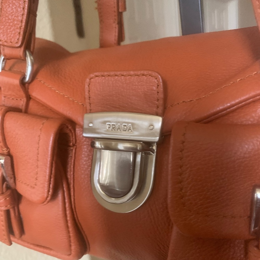 Prada Flap Satchel Shoulder Bag in Burnt Orange Leather New - Picture 11 of 16